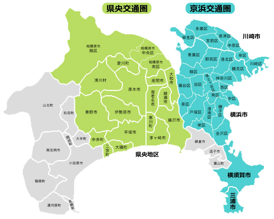 神奈川県の交通圏ＭＡＰ