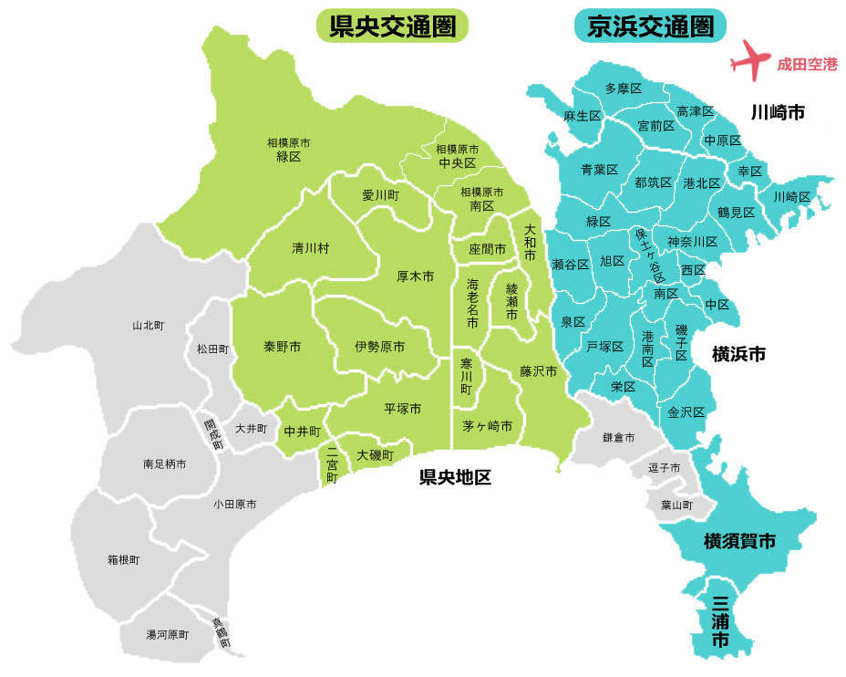 神奈川県の交通圏ＭＡＰ